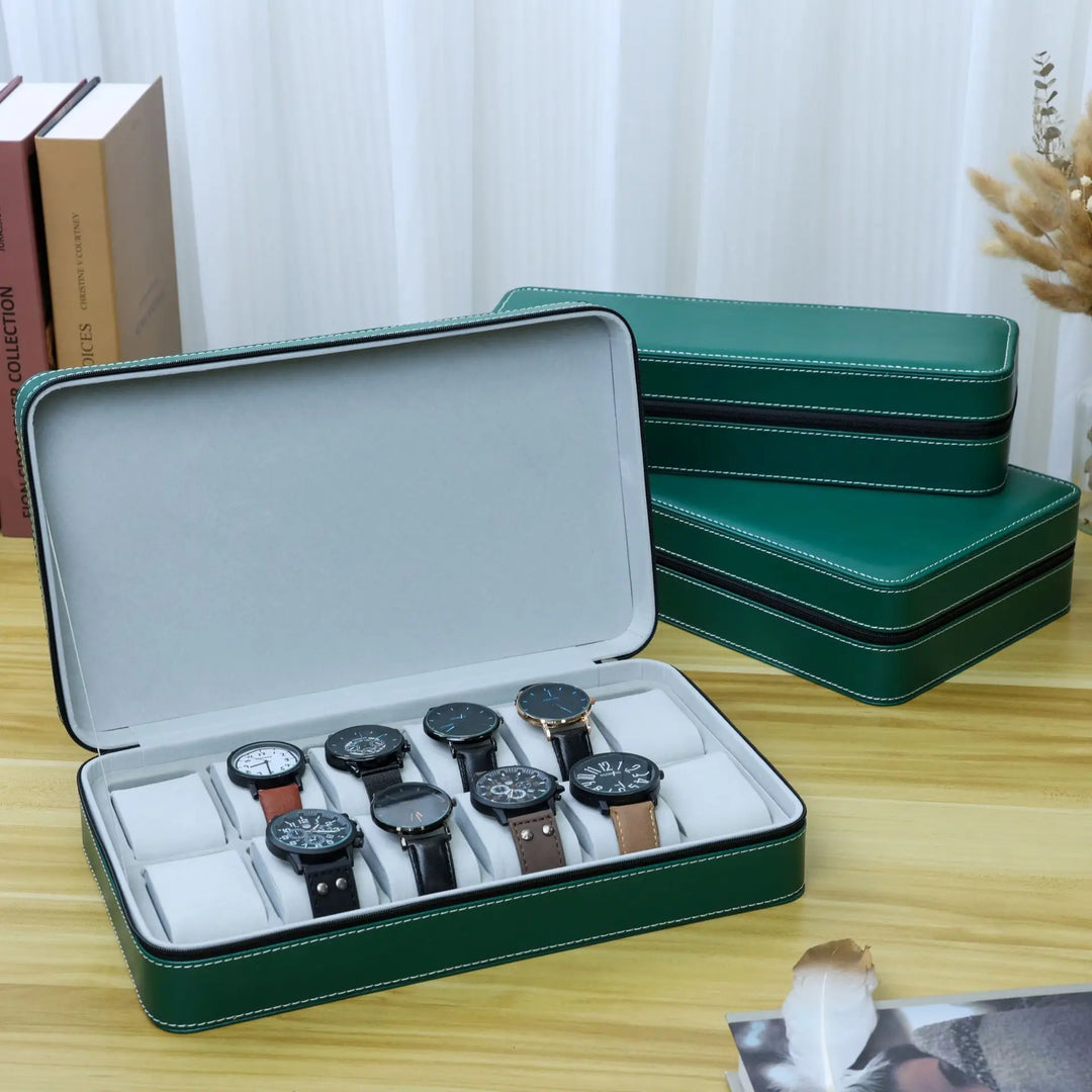 Coffret montres de voyage cuir gris - 6 montres