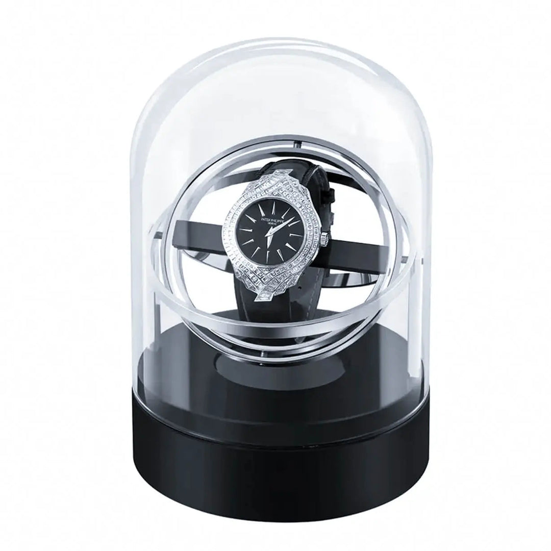 Remontoir de montre Cosmos argent - sous cloche de verre pour montre automatique