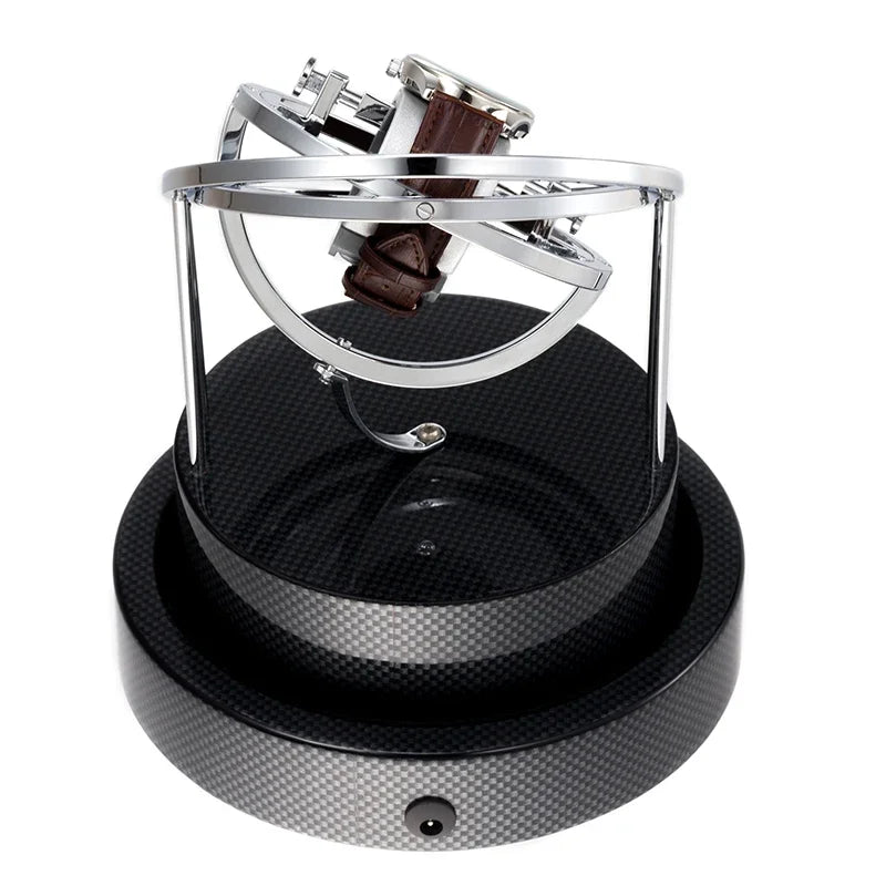 Remontoir de montre Cosmos carbone - cloche de verre pour montre automatique