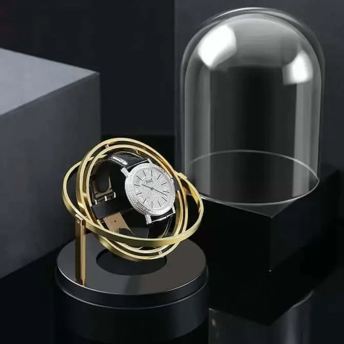 Remontoir de montre Cosmos argent - sous cloche de verre pour montre automatique