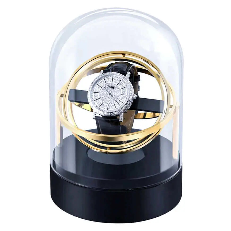 Remontoir de montre Cosmos argent - sous cloche de verre pour montre automatique