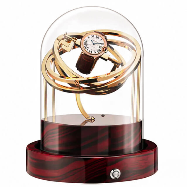 Remontoir de montre Cosmos ruby - cloche de verre pour montre automatique